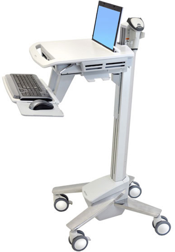 Ergotron SV40-40004 StyleView EMR Notebook Laptop Cart, non-powered (white, grey and polished aluminum)