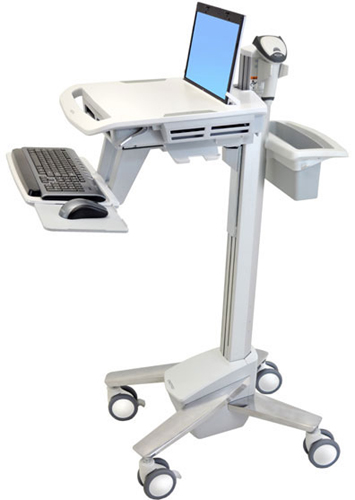 Ergotron SV41-41004 StyleView EMR Notebook Laptop Cart, non-powered (white, grey and polished aluminum)