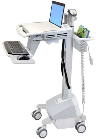 Ergotron SV42-42304 StyleView EMR Notebook Laptop Cart, LiFe Powered (white, grey and polished aluminum)