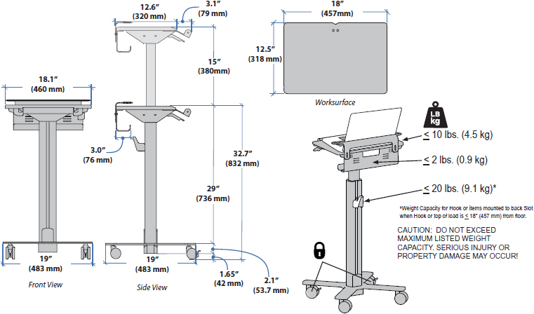 Technical Drawing for Ergotron 97-998 SV10 Laptop Bracket Conversion Kit