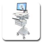 Ergotron SV42-3221-1 StyleView LCD Monitor Arm Medical Cart, SLA Powered, 2 Drawers