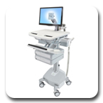 Ergotron SV42-3222-1 StyleView Medical Cart with LCD Monitor Arm, LiFe Powered, 2 Drawers