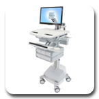Ergotron SV42-3241-1 StyleView LED Arm Medical Cart, SLA Powered, 4 Drawers