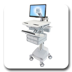 Ergotron SV42-3261-1 StyleView Healthcare Cart with LED Monitor Arm, SLA Powered, 6 Drawer