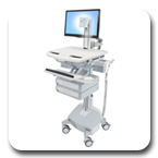 Ergotron SV42-3322-1 StyleView Medical Cart with LCD Pivot, LiFe Powered, 2 Drawers