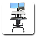 Ergotron 24-213-085 WorkFit-C Sit-Stand Workstation for LCD Monitor & Laptop with Mobile Cart Base (black/grey)
