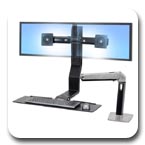 Ergotron 24-257-026 WorkFit-A Dual Monitor up to 22" Sit-Stand Workstation (polished aluminum/black)