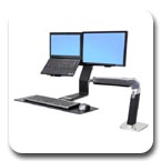 Ergotron 24-258-026 WorkFit-A up to 20" LCD & Laptop Sit-Stand Workstation (polished aluminum/black)