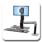 Ergotron 24-274-026 WorkFit-A Single LD LCD Monitor up to 24" Sit-Stand Workstation with Worksurface (polished aluminum/black)