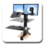 Ergotron 33-348-200 WorkFit-S LCD up to 20" & Laptop Sit-Stand Workstation with Worksurface and Large Keyboard Tray (black and polished aluminum)