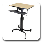 Ergotron 24-280-928 WorkFit-PD Height Adjustable Sit-Stand Desk - Black with Birch Surface