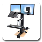 Ergotron 33-340-200 WorkFit-S Sit-Stand Workstation for both LCD Monitor & Laptop