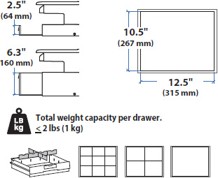 Technical Drawing for Ergotron 97-973 SV43 Primary Single Tall Drawer for Laptop Carts