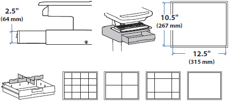 Technical Drawing for Ergotron 97-862 SV Supplemental Storage Drawer, Single