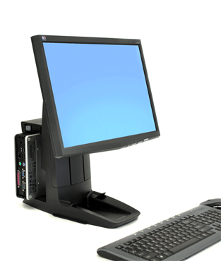 Animation of Ergotron 33-338-085 Neo-Flex All-In-One Lift and Pivot Stand with CPU Secure Clamp