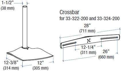 Technical Drawing for Ergotron 33-324-200 DS100 Quad-Monitor Desk Stand