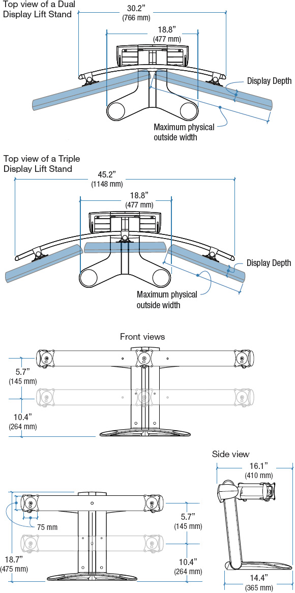 Technical Drawing for Ergotron 33-296-195 Lift Stand
