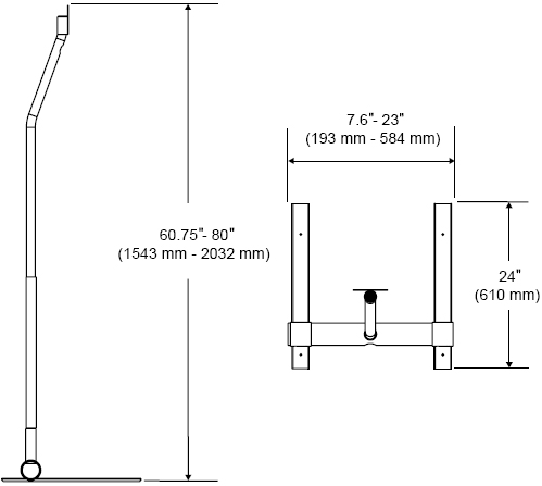 Technical Drawing for Peerless LCFS-100 Pedestal Floor Stand