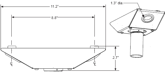 Technical drawing for 
Peerless ACC840 Wood Joist Anti-Vibration Ceiling Plate