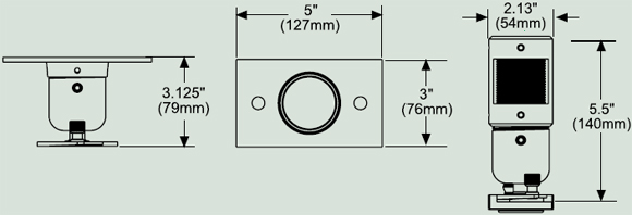 Dimensional Diagram for Peerless PJF2-UNV Projector Ceiling Mount