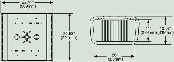 Dimensional Diagram for Peerless PE 1120 Projector Security Enclosure