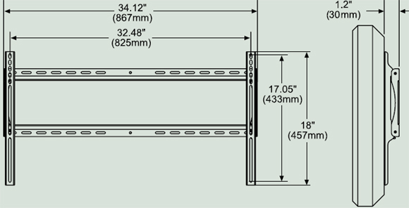 Dimensional Diagram for Peerless SF660 Universal Flat Wall Mounts SF 660
