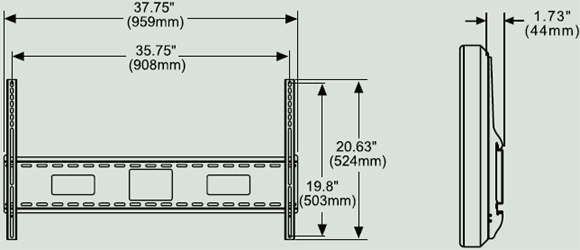 Dimensional Diagram for Peerless SF670 SmartMount Universal Flat Wall Mounts