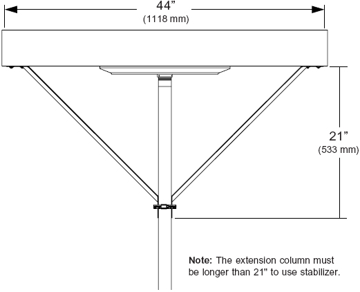 Technical drawing for 
Peerless ACC050 Extension Column Stabilizer Kit
