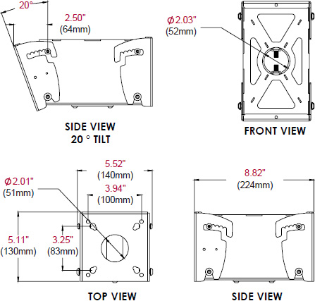 Technical drawing for 
Peerless MOD-FPMD Back-to-Back Display Mount for 10