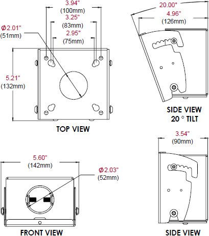Technical drawing for 
Peerless MOD-FPMS Single Display Mount for 10