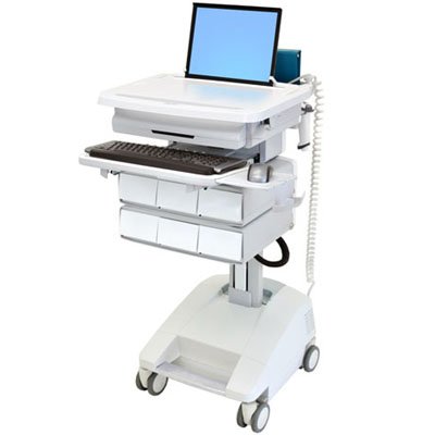 Ergotron SV32-91126 StyleView PHD Laptop Cart with 6 Drawers and Powered (white/grey)
