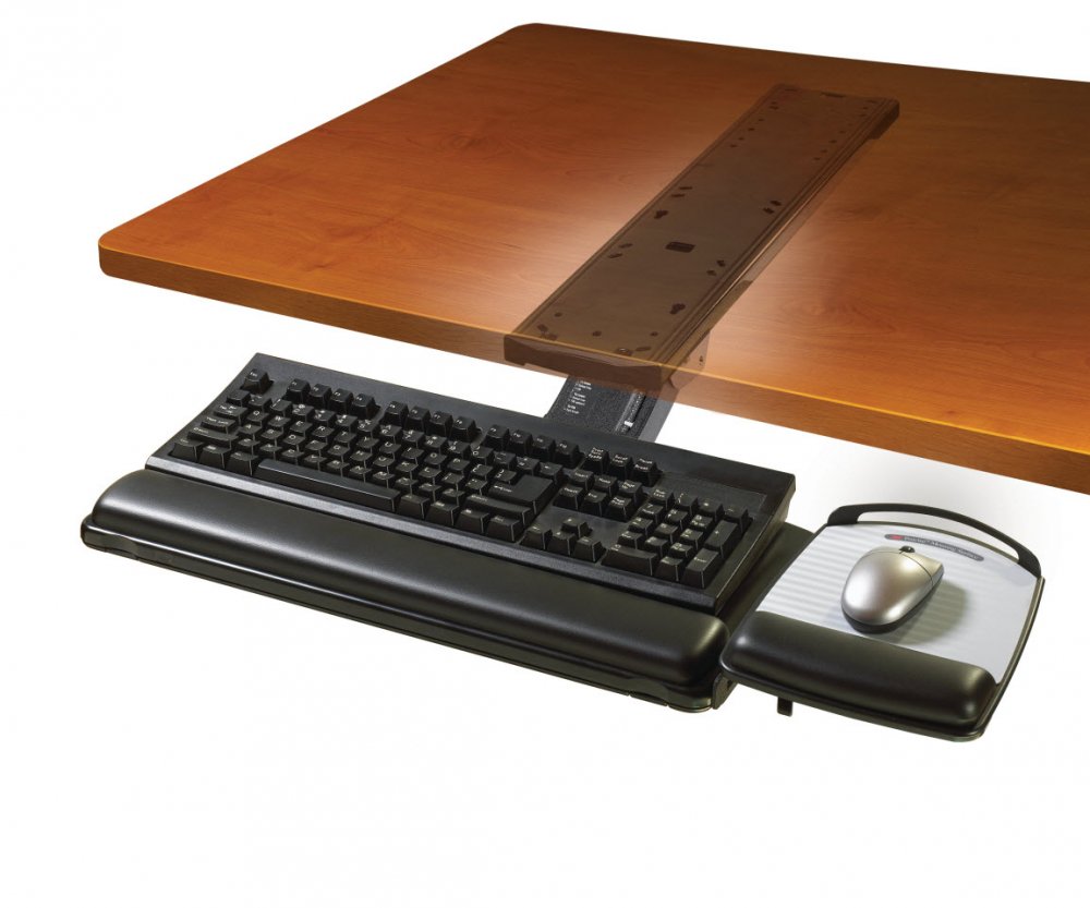 3M AKT180LE Sit-Stand Under Desk Easy Adjust Keyboard Tray