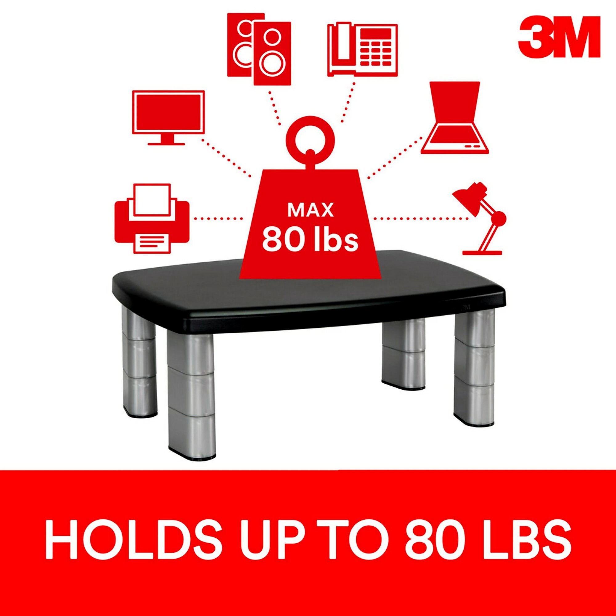 3M MS80B Adjustable Monitor Stand