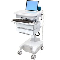 Ergotron SV32-81122 StyleView Patient Healthcare Delivery PHD Laptop Cart with 2 Drawers Powered