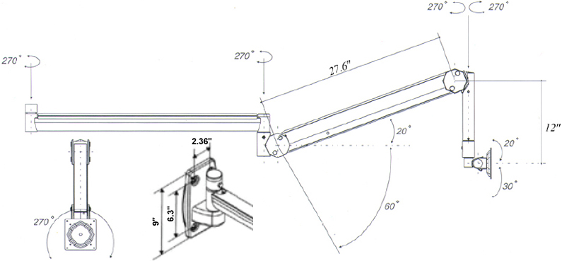Technical Drawing for AFC LCD Wall Mount AFC-105