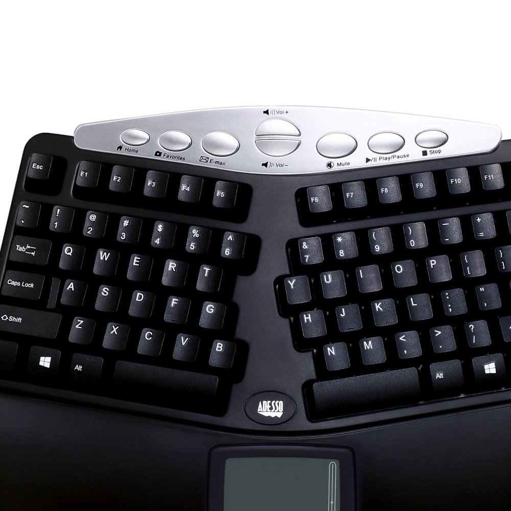 Adesso PCK-308UB Contoured USB Ergonomic Keyboard with Built-in TouchPad (USB)