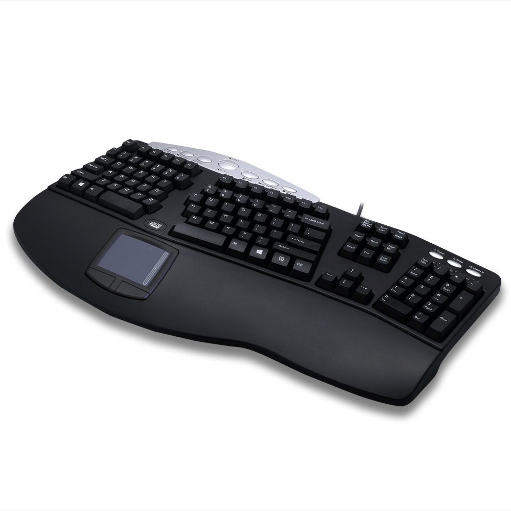 Adesso PCK-308UB Contoured USB Ergonomic Keyboard with Built-in TouchPad (USB)