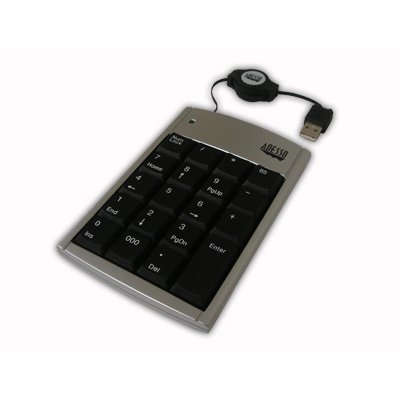 Adesso AKP-150 - 19 Key Numeric Keypad with Retractable Cord