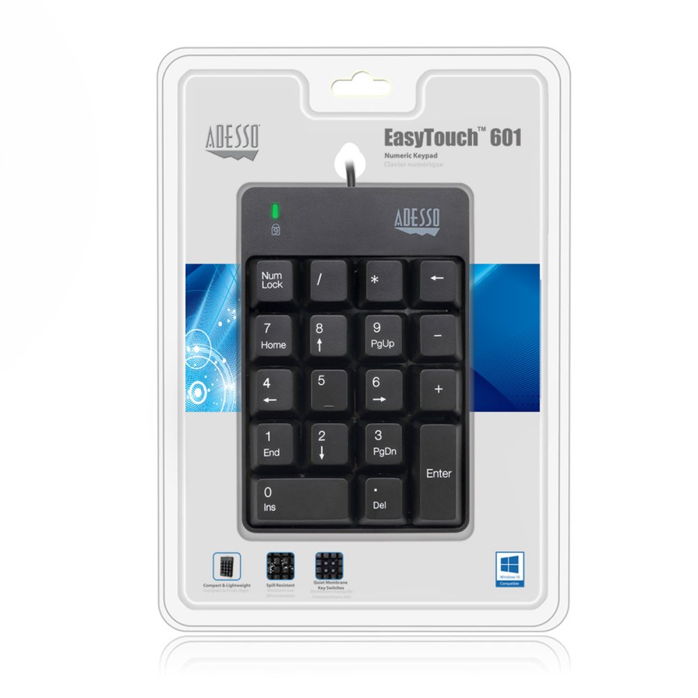 Adesso AKB-601UB USB Spill Resistant 18-Key Numeric Keypad