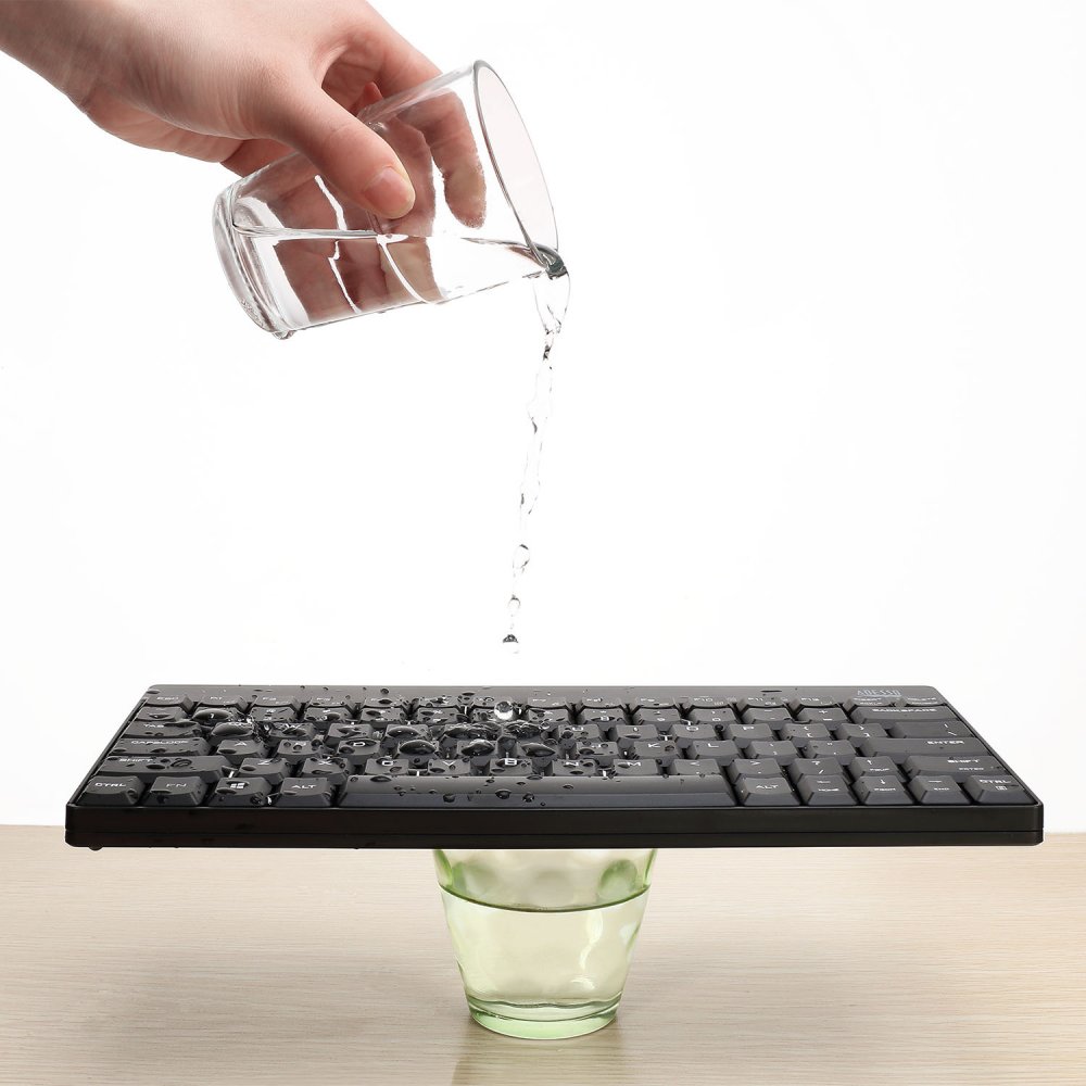 The keyboard's spill resistant design helps to prevent fluids from staying inside.