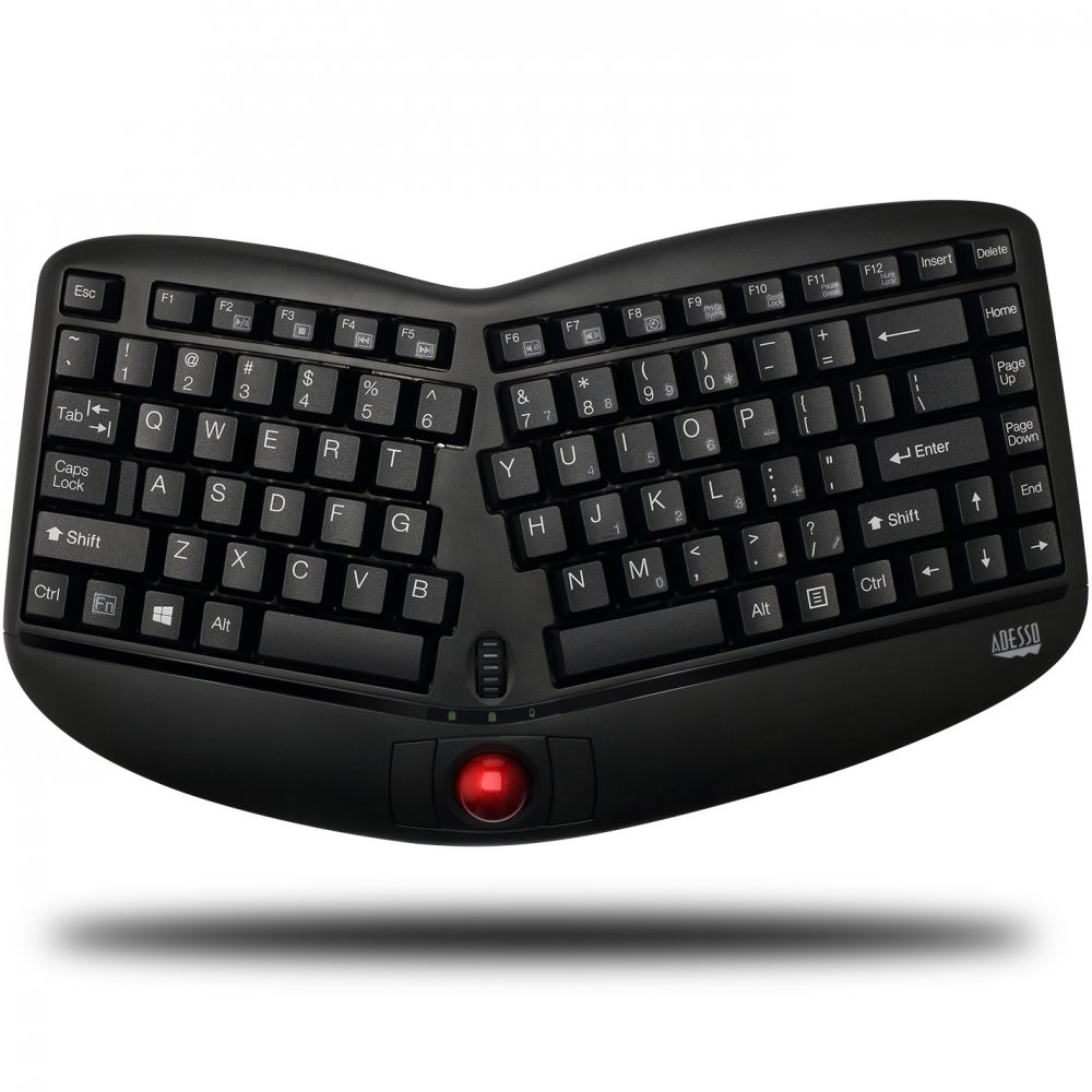 Adesso WKB-3150UB Tru-Form Media Wireless Ergo Trackball Keyboard