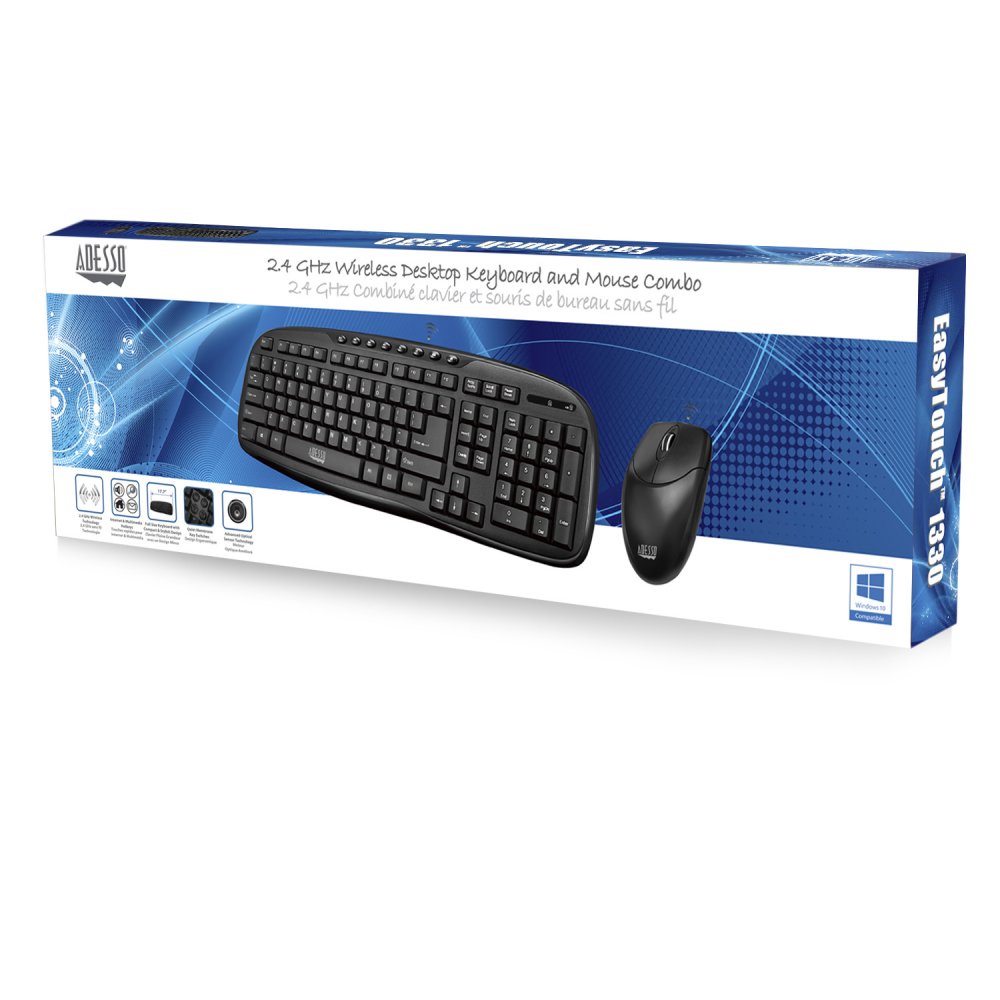 Adesso WKB-1330CB Wireless Desktop Multimedia Keyboard and Mouse