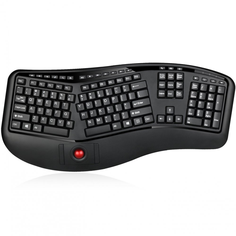 Adesso WKB-3500UB Tru-Form Wireless Ergonomic Trackball Keyboard