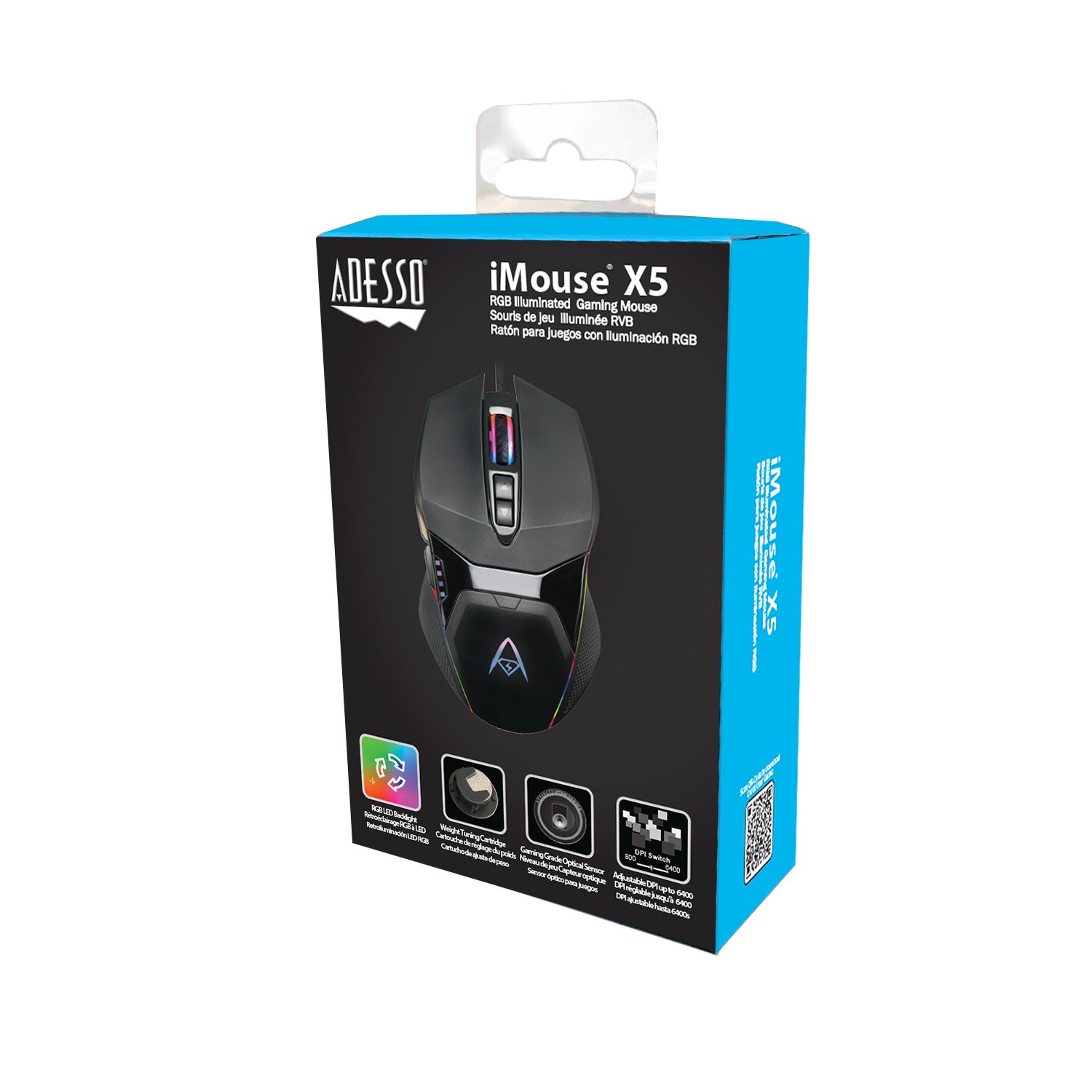 Adesso iMouse X5 RGB Illuminated 7-Button Ambidextrous Gaming Mouse