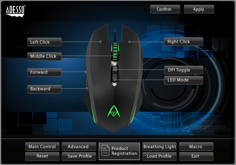 Adesso iMouse X2 Multi-Color 7-Button Programmable Gaming Mouse