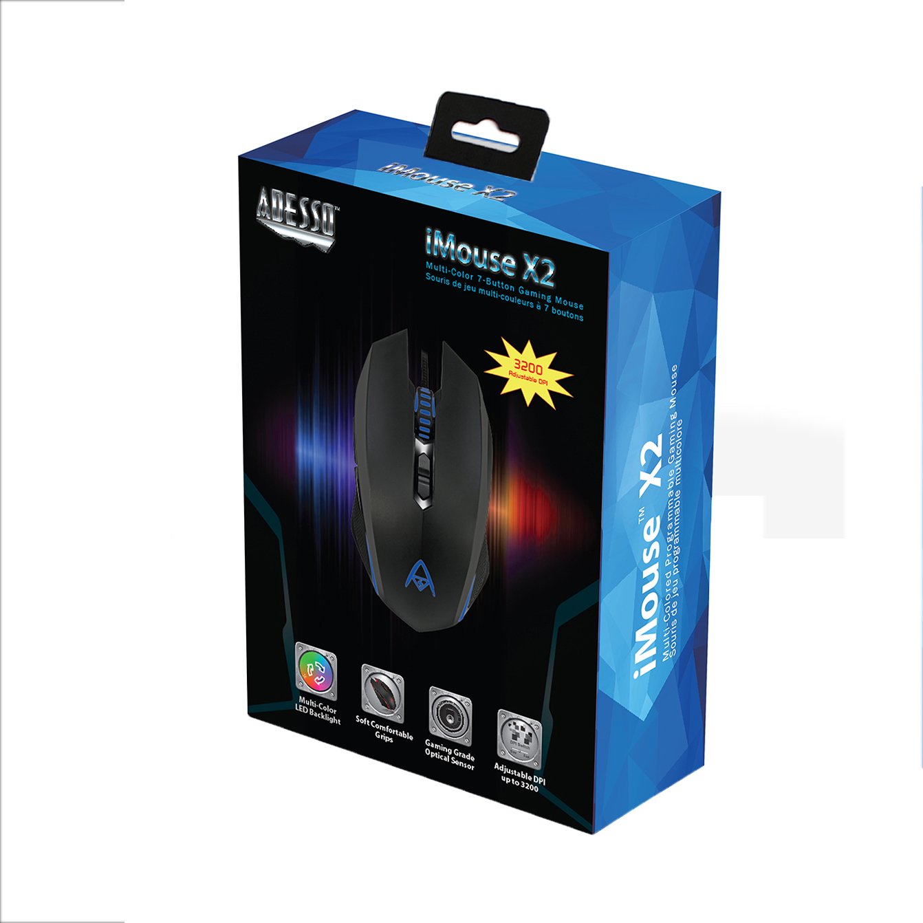 Adesso iMouse X2 Multi-Color 7-Button Programmable Gaming Mouse