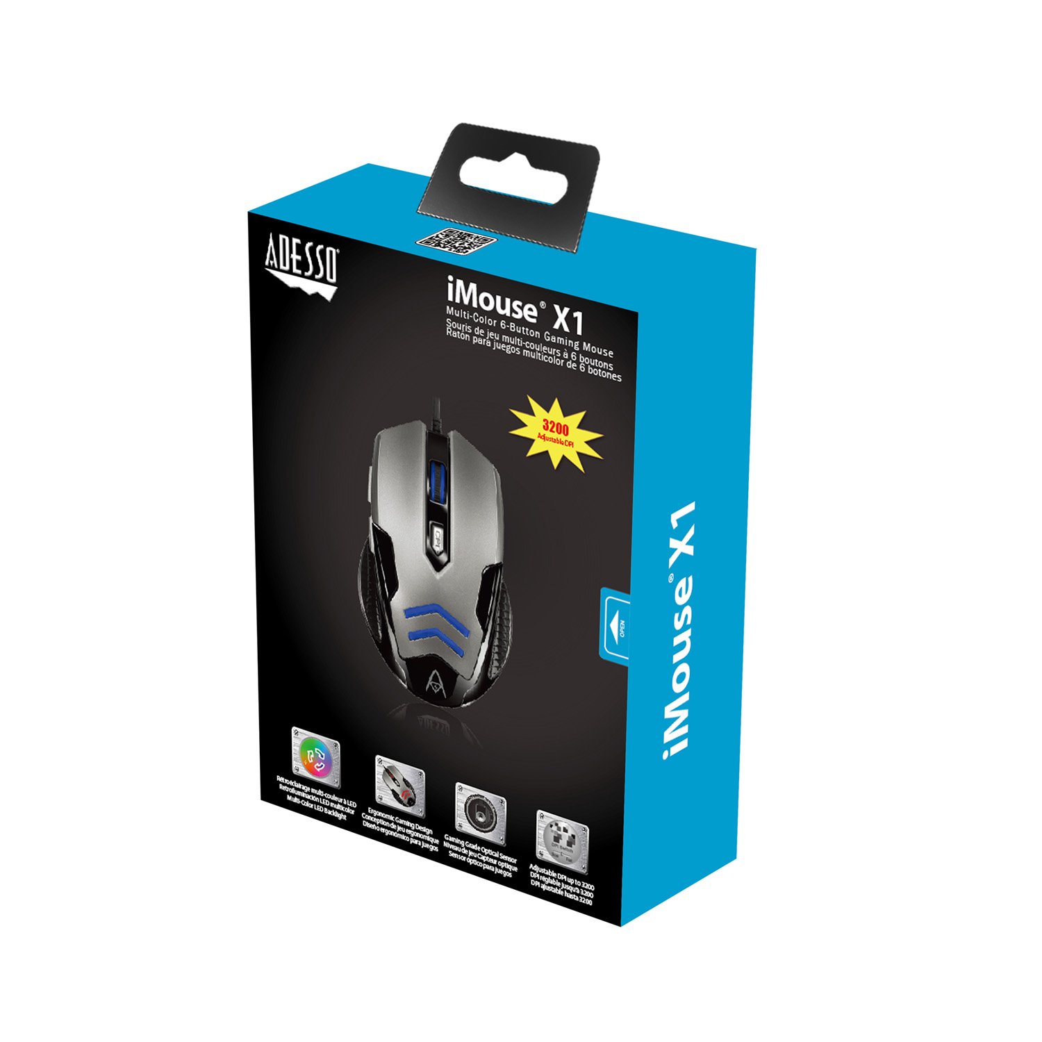 Adesso iMouse X1 Multi-Color 6-Button Gaming Mouse