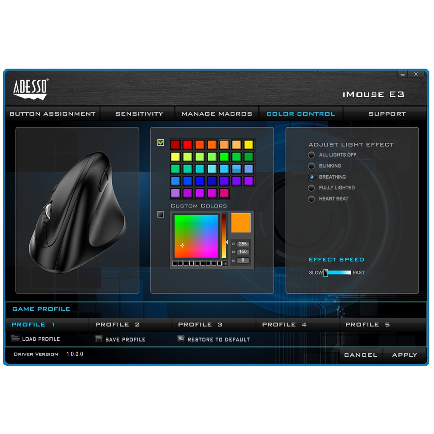Adesso iMouse E3 Vertical Ergonomic Programmable Gaming Mouse