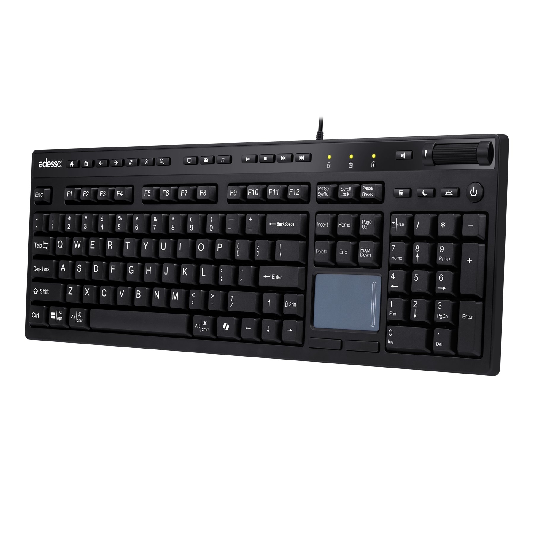 Adesso AKB-445UB Multi-OS Full-sized Touchpad Keyboard - Wired