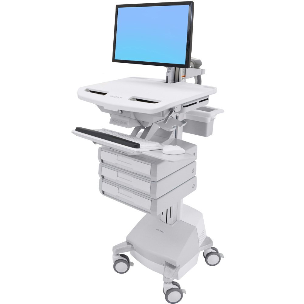 Ergotron SV44-1231-1 SV Cart with LCD Arm, SLA Powered, 3 Drawers